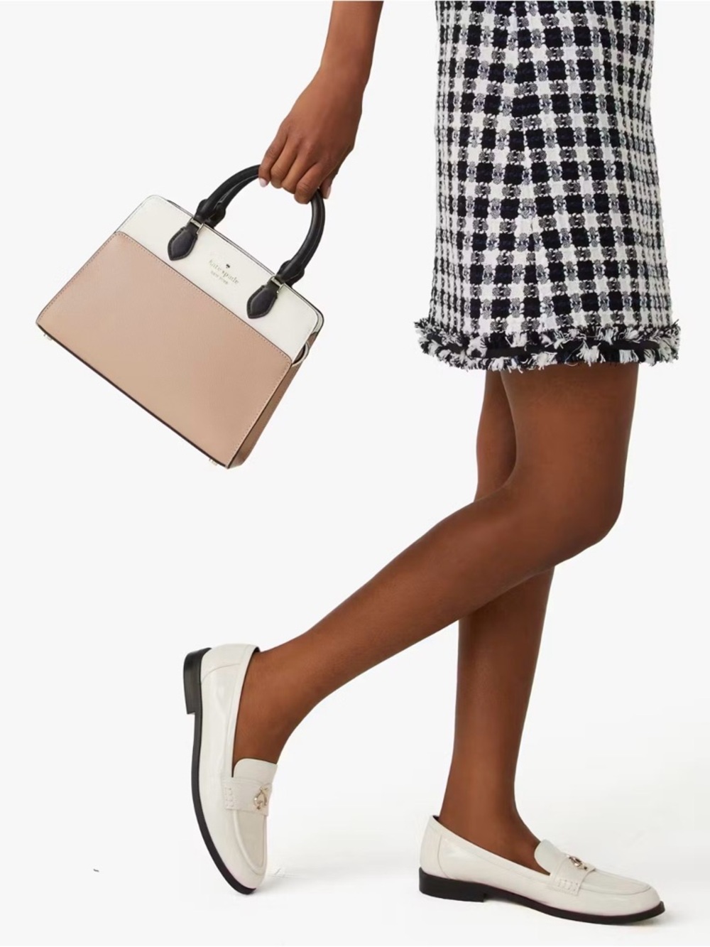 New KATE SPADE Colorblock Madison Small Satchel Crossbody Bag Beige White Black - Picture 2 of 7